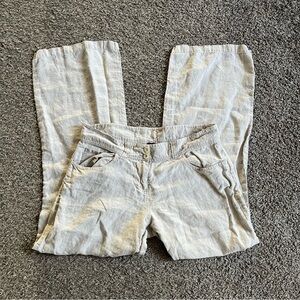 Eileen Fisher Beige Linen Pants Wide Leg Women's Spring Transitional Minimalist